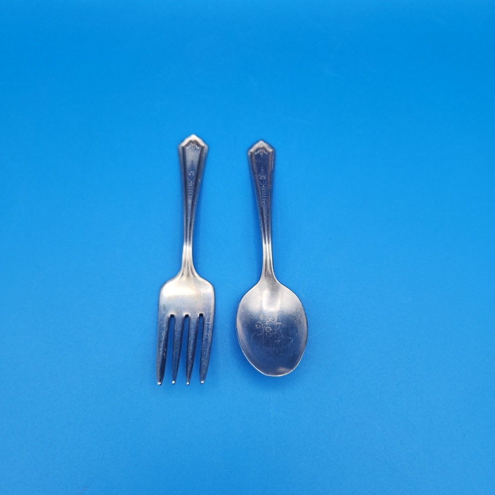 Vintage Winthrop Childs Spoon and Fork set Silverplate "Robert" engraved on both